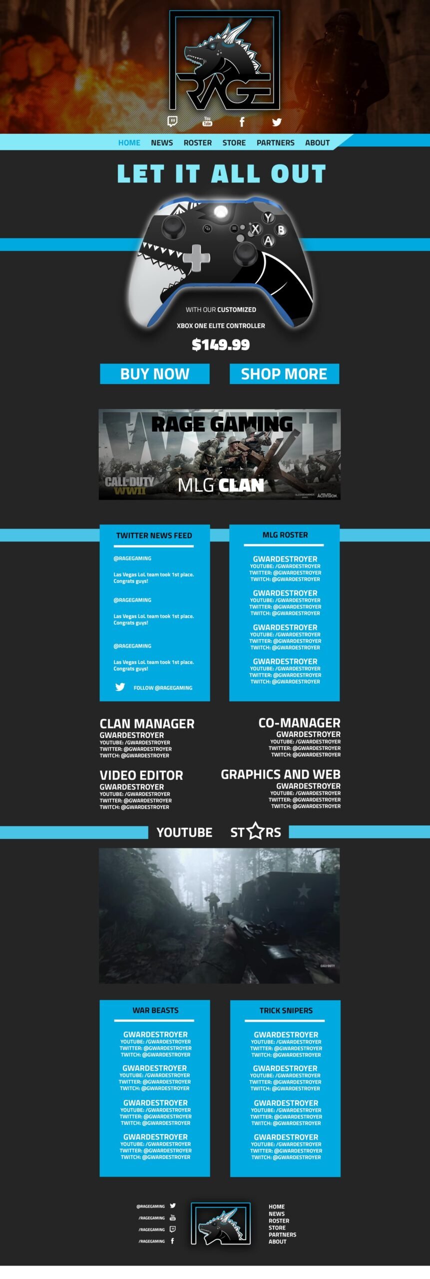 Rage eSports Team Web Design