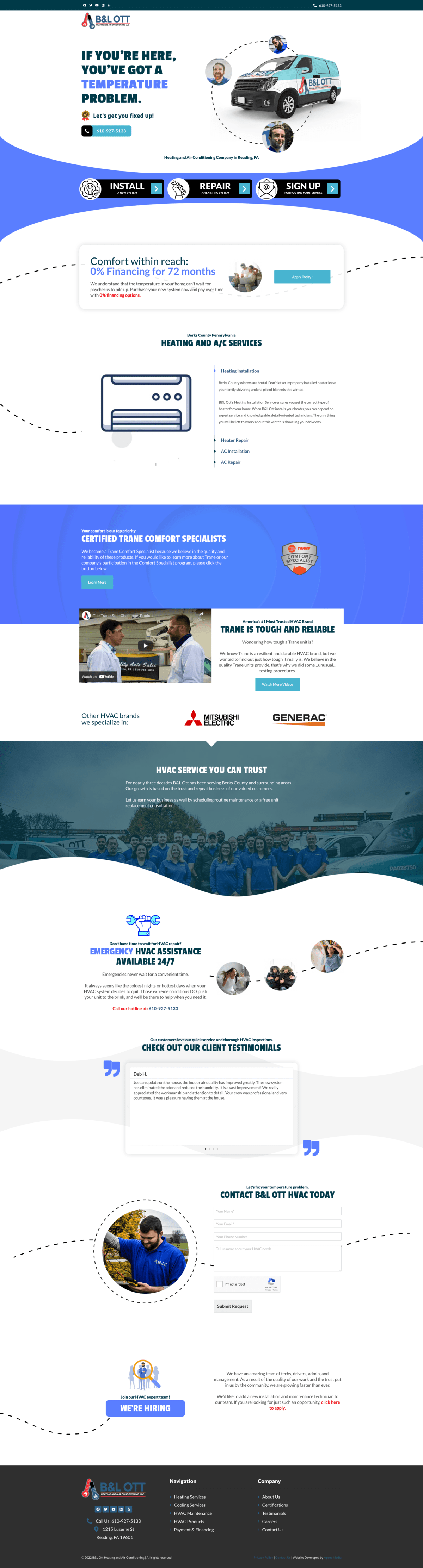 B&L OTT HVAC Custom Web Design