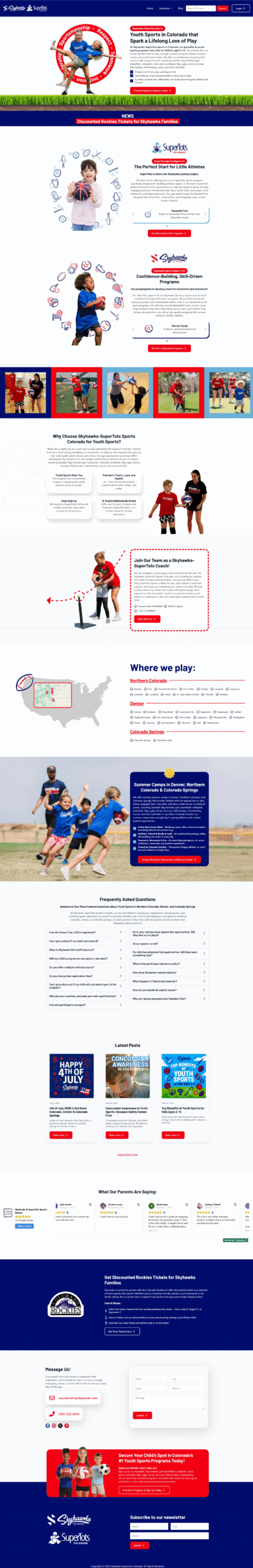 Skyhawks SuperTots Colorado Web Design