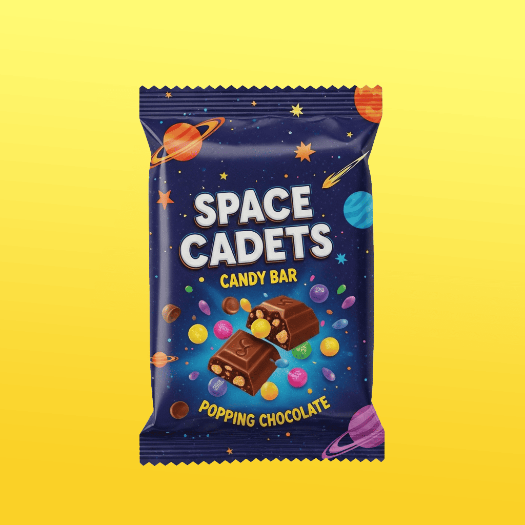 Space Cadets Popping Chocolate Packaging Design
