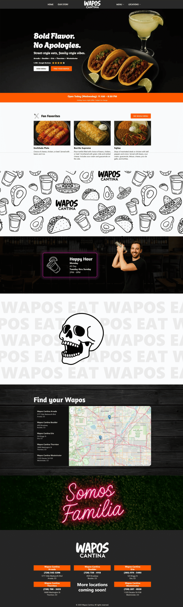 Wapos Cantina Restaurant Web Design