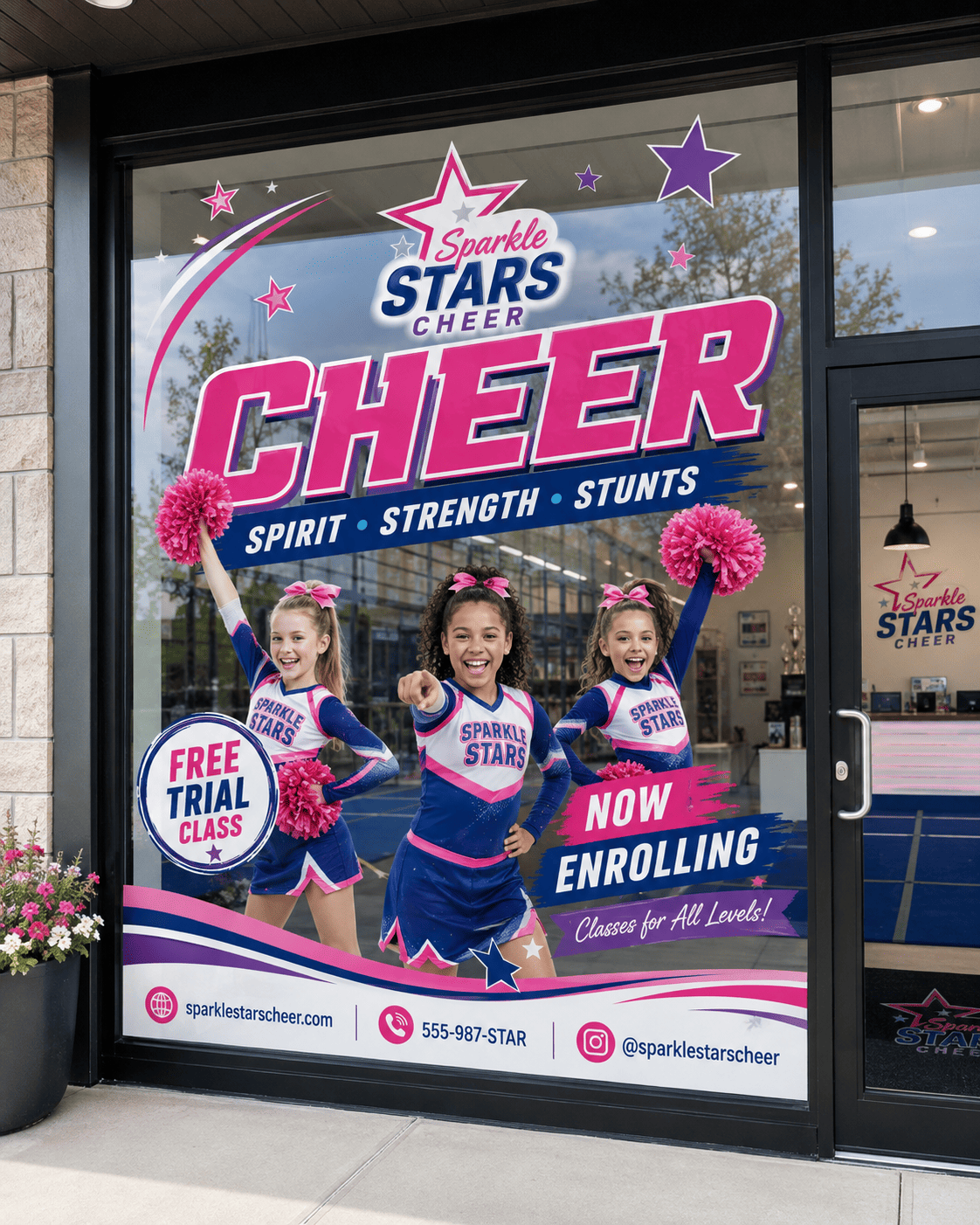 Cheerleading Studio Window Decal Design