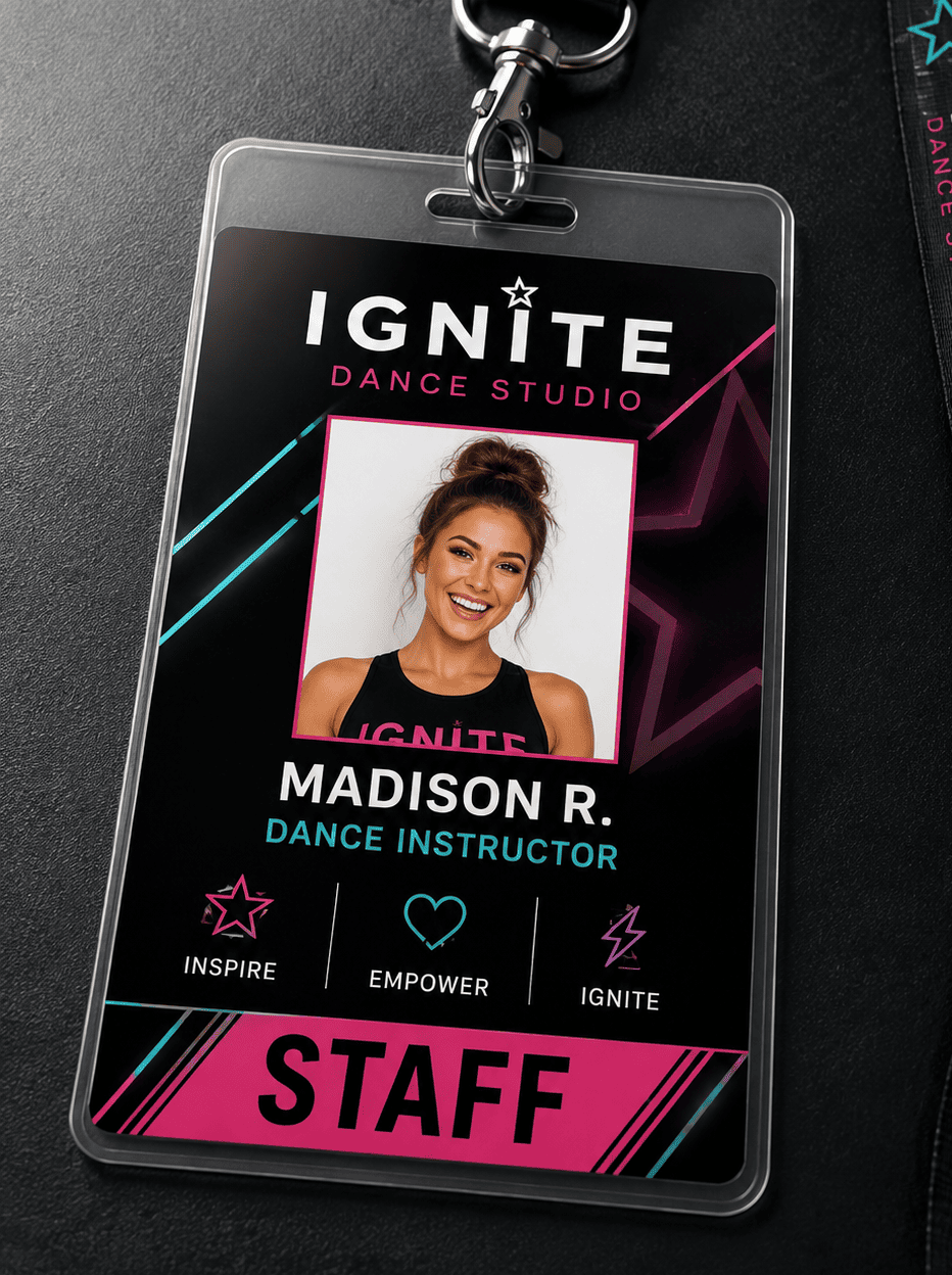 Dance Studio & Event Staff ID Badge Design