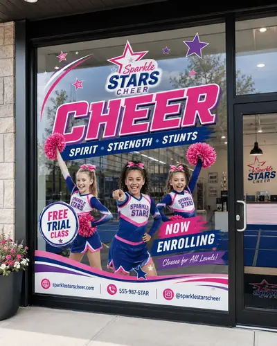Cheerleading Studio Window Decal Design