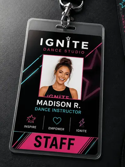 Dance Studio & Event Staff ID Badge Design