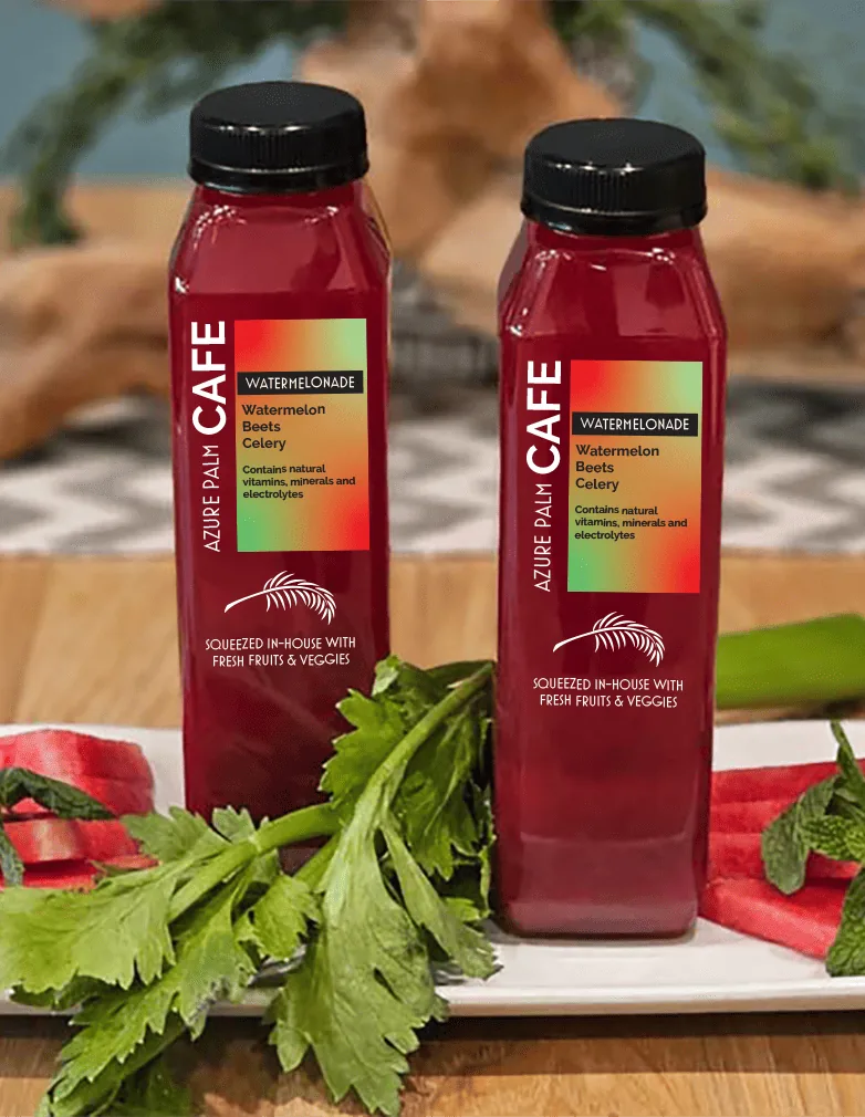 Azure Palm Watermelonade Beverage Label Design