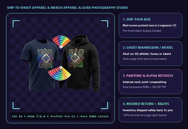 Apparel & Merch Ship-to-Studio Apparel Photography HUD