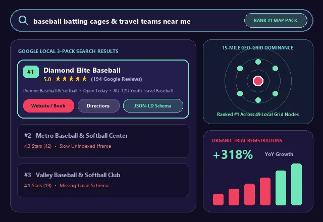 Baseball & Softball Google Local 3-Pack #1 Ranking & SEO Analytics