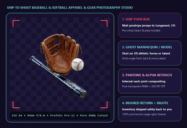 Ship-to-Shoot Baseball & Softball Apparel & Equipment Photography Studio