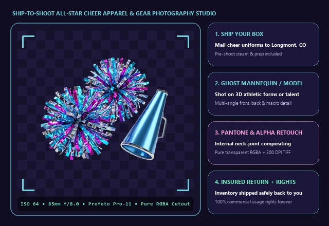 Ship-to-Shoot All-Star Cheer Apparel & Equipment Photography Studio
