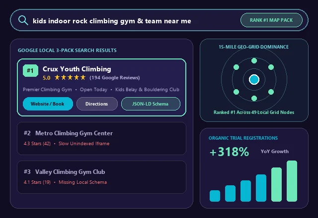 Climbing Gym Google Local 3-Pack #1 Ranking & SEO Analytics