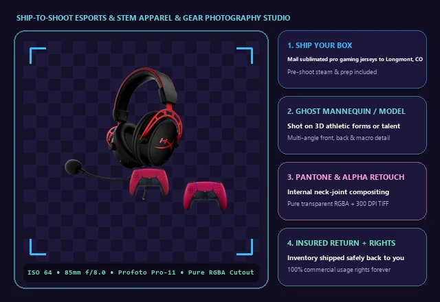 Ship-to-Shoot Esports & STEM Apparel & Equipment Photography Studio