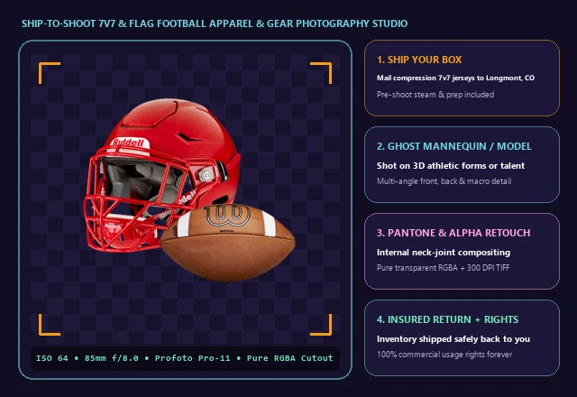 Ship-to-Shoot 7v7 & Flag Football Apparel & Equipment Photography Studio