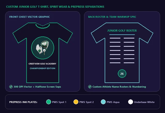 Custom Junior Golf T-Shirt, Team Hoodie & Screen Print Separations