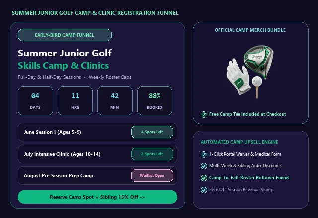 Junior Golf Summer Camp and Clinic Registration Funnel UI
