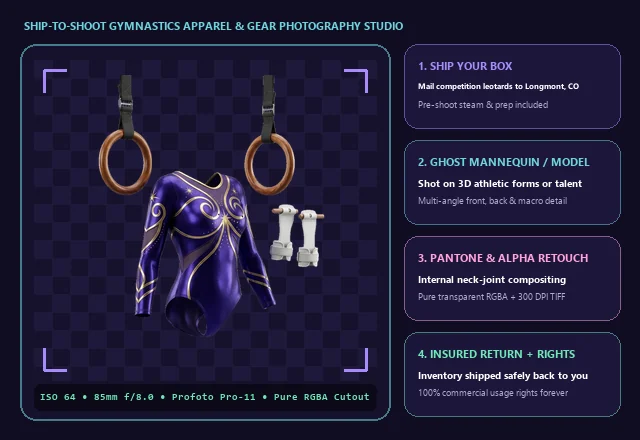 Ship-to-Shoot Gymnastics Apparel & Equipment Photography Studio