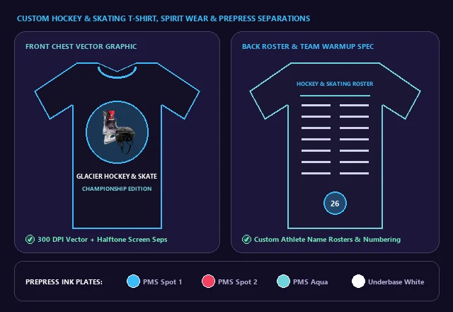 Custom Hockey & Skating T-Shirt, Team Hoodie & Screen Print Separations