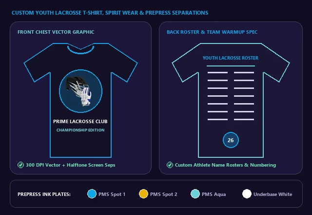 Custom Youth Lacrosse T-Shirt, Team Hoodie & Screen Print Separations