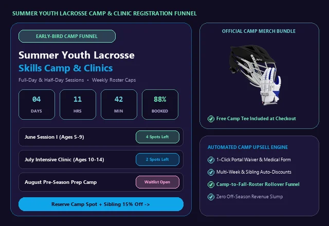 Youth Lacrosse Summer Camp and Clinic Registration Funnel UI