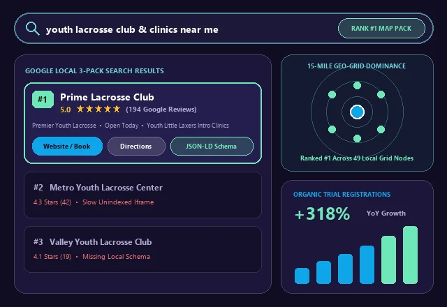 Youth Lacrosse Google Local 3-Pack #1 Ranking & SEO Analytics