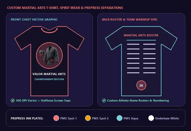 Custom Martial Arts T-Shirt, Team Hoodie & Screen Print Separations