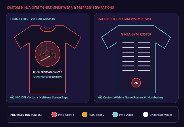 Custom Ninja Gym T-Shirt, Team Hoodie & Screen Print Separations