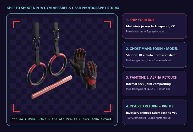 Ship-to-Shoot Ninja Gym Apparel & Equipment Photography Studio