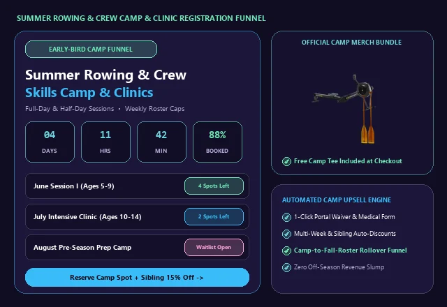 Rowing & Crew Summer Camp and Clinic Registration Funnel UI