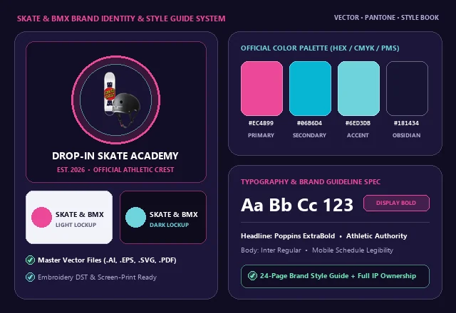 Custom Skate & BMX Brand Identity, Crest & Color Swatches