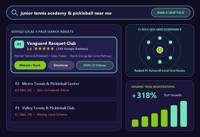 Tennis & Pickleball Google Local 3-Pack #1 Ranking & SEO Analytics
