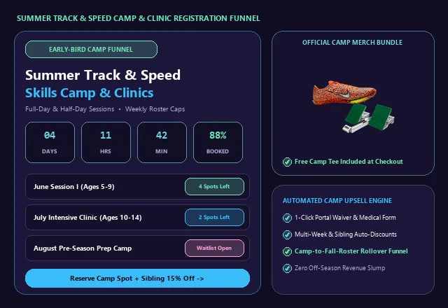 Track & Speed Summer Camp and Clinic Registration Funnel UI