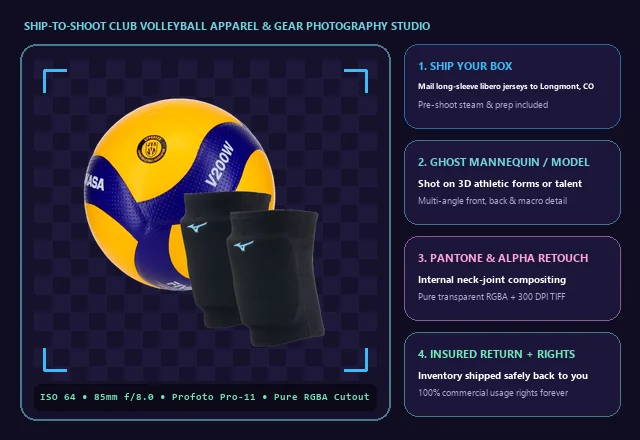 Ship-to-Shoot Club Volleyball Apparel & Equipment Photography Studio