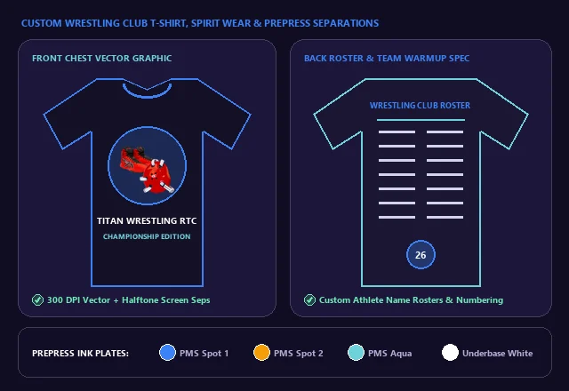 Custom Wrestling Club T-Shirt, Team Hoodie & Screen Print Separations