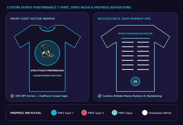 Custom Sports Performance T-Shirt, Team Hoodie & Screen Print Separations