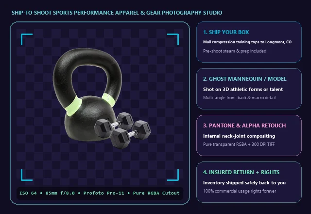 Ship-to-Shoot Sports Performance Apparel & Equipment Photography Studio