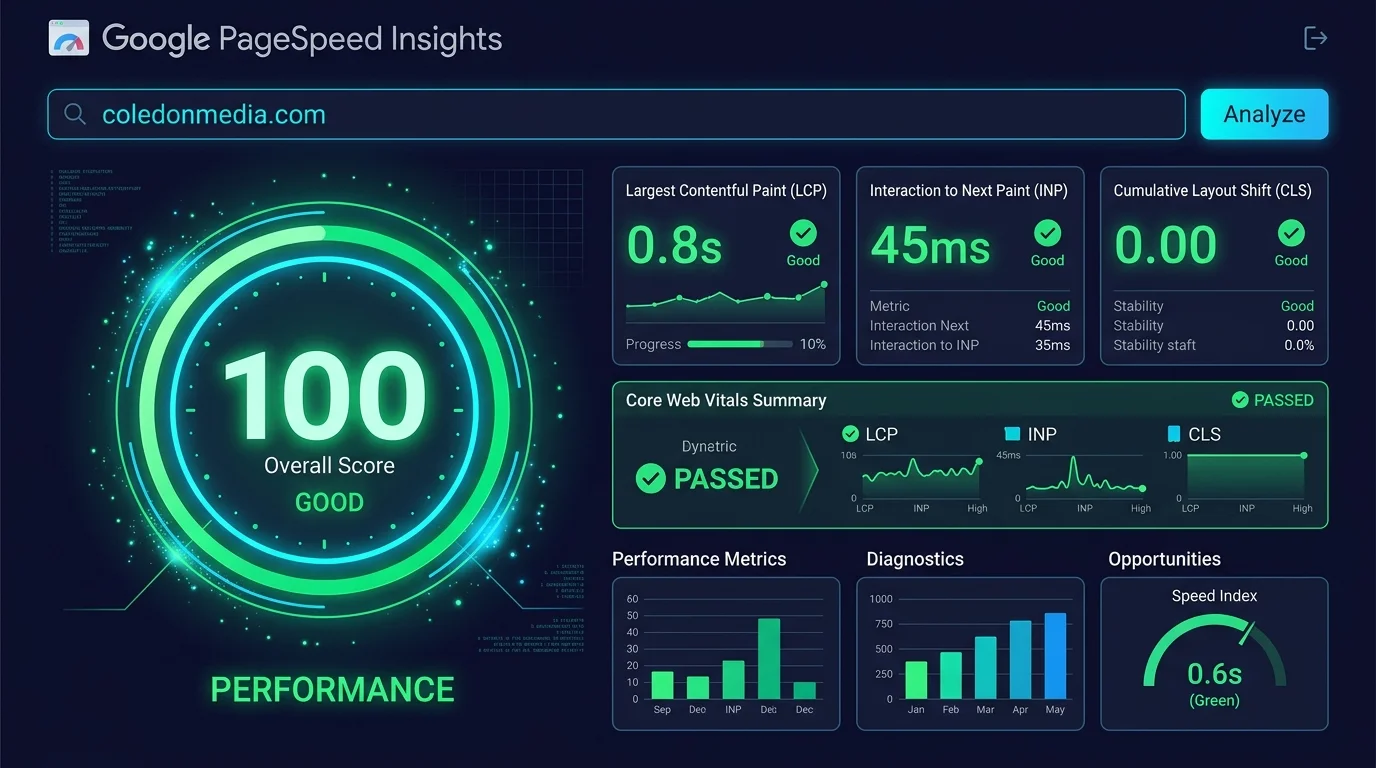 100 out of 100 Google PageSpeed and Core Web Vitals Audit Proof