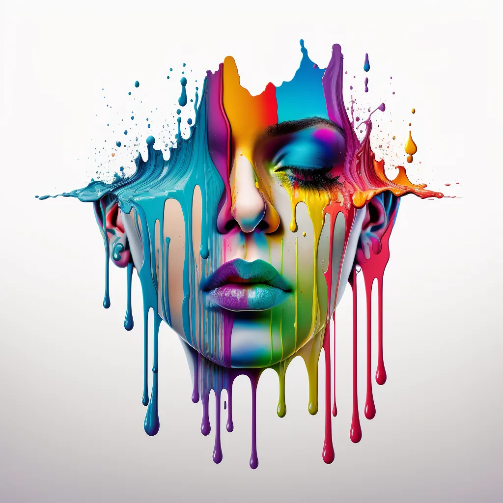 Paint Dripping Portrait Graphic Art