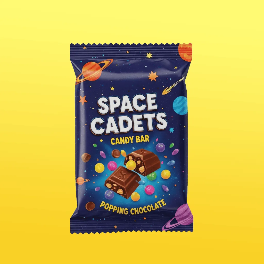 Space Cadets Popping Chocolate Packaging Design