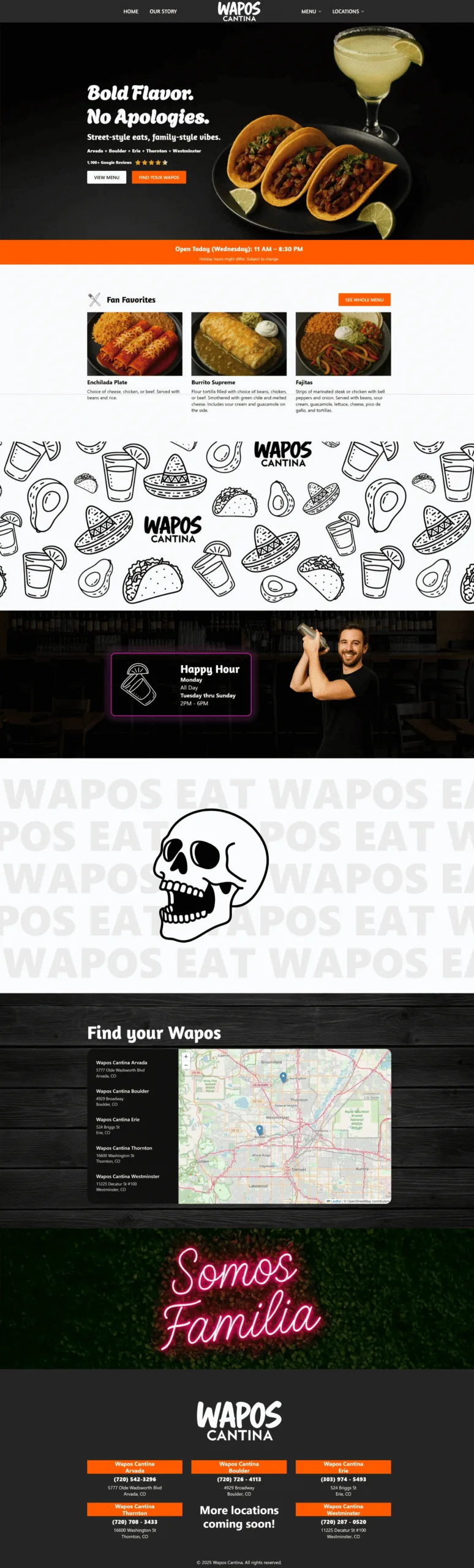 Wapos Cantina Restaurant Web Design